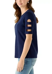 Women's Elbow Sleeve Crew Neck Top
