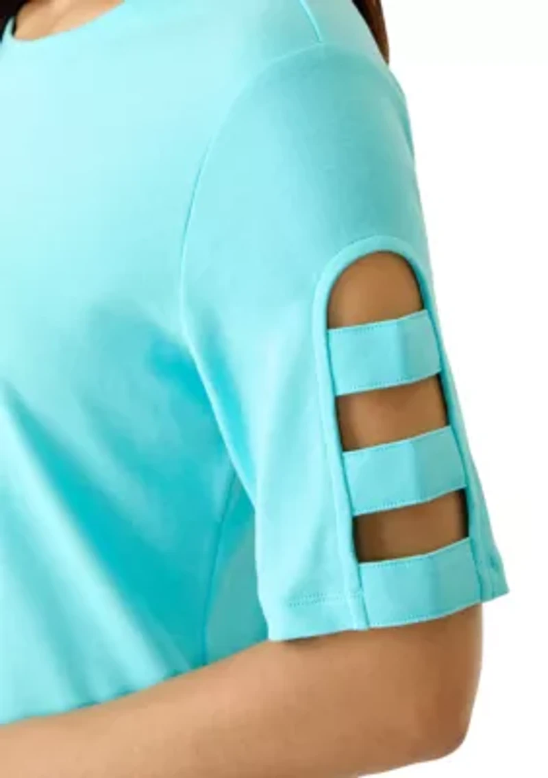 Women's Elbow Sleeve Crew Neck Top