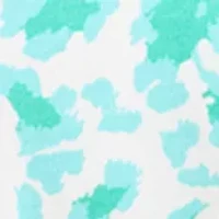 Women's Crochet Trim Split Neck Printed T-Shirt