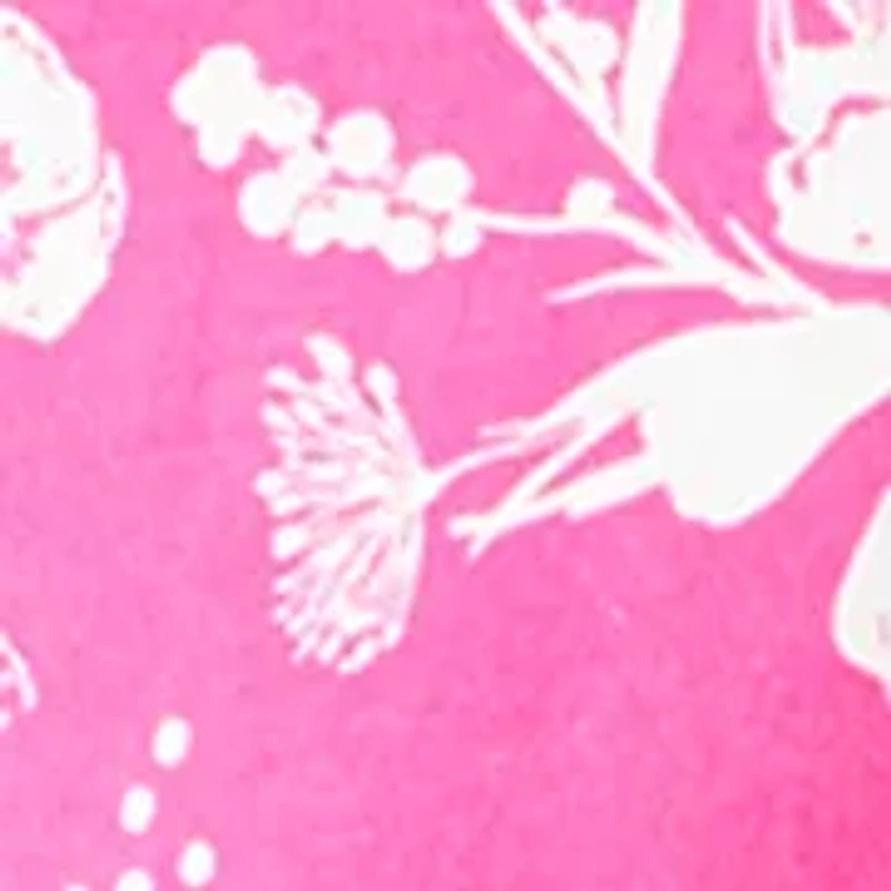 Women's Crochet Trim Split Neck Printed T-Shirt