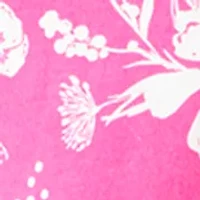 Women's Crochet Trim Split Neck Printed T-Shirt