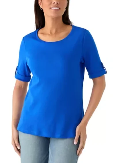 Women's Elbow Roll-Tab Sleeve Top
