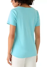Women's Short Sleeve Split Neck T-Shirt