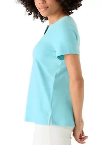 Women's Short Sleeve Split Neck T-Shirt