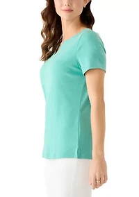 Women's Short Sleeve Split Neck T-Shirt