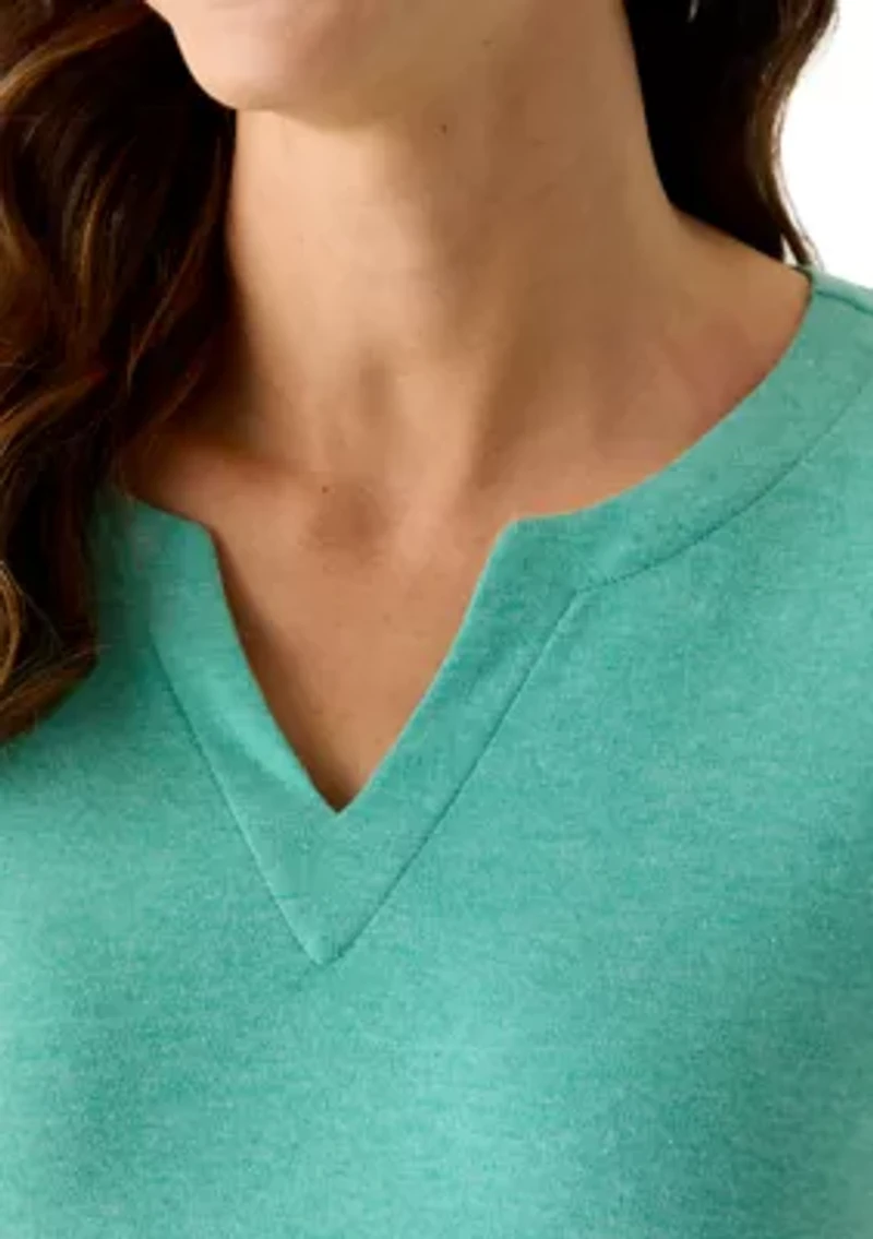 Women's Short Sleeve Split Neck T-Shirt