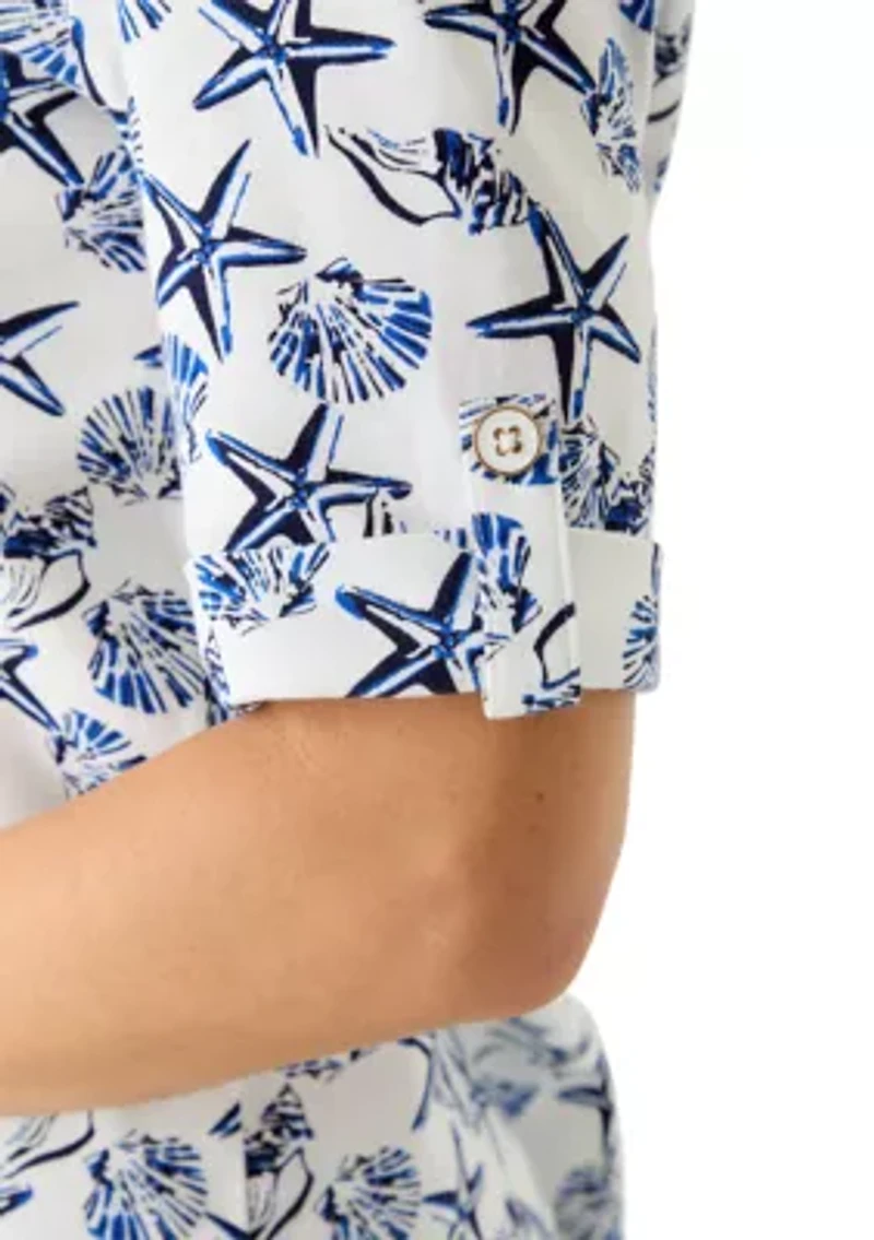 Women's Elbow Sleeve Print Top