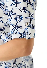 Women's Elbow Sleeve Print Top