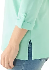 Women's 3/4 Sleeve Crew Neck Tunic with Tab