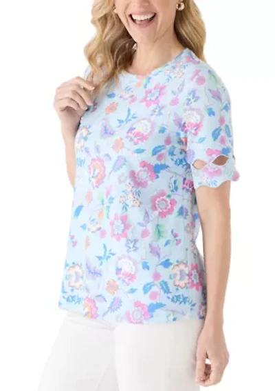 Women's Elbow Sleeve Print Top
