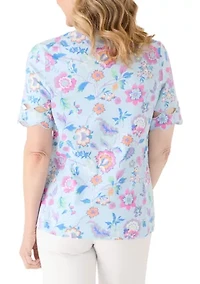 Women's Elbow Sleeve Print Top