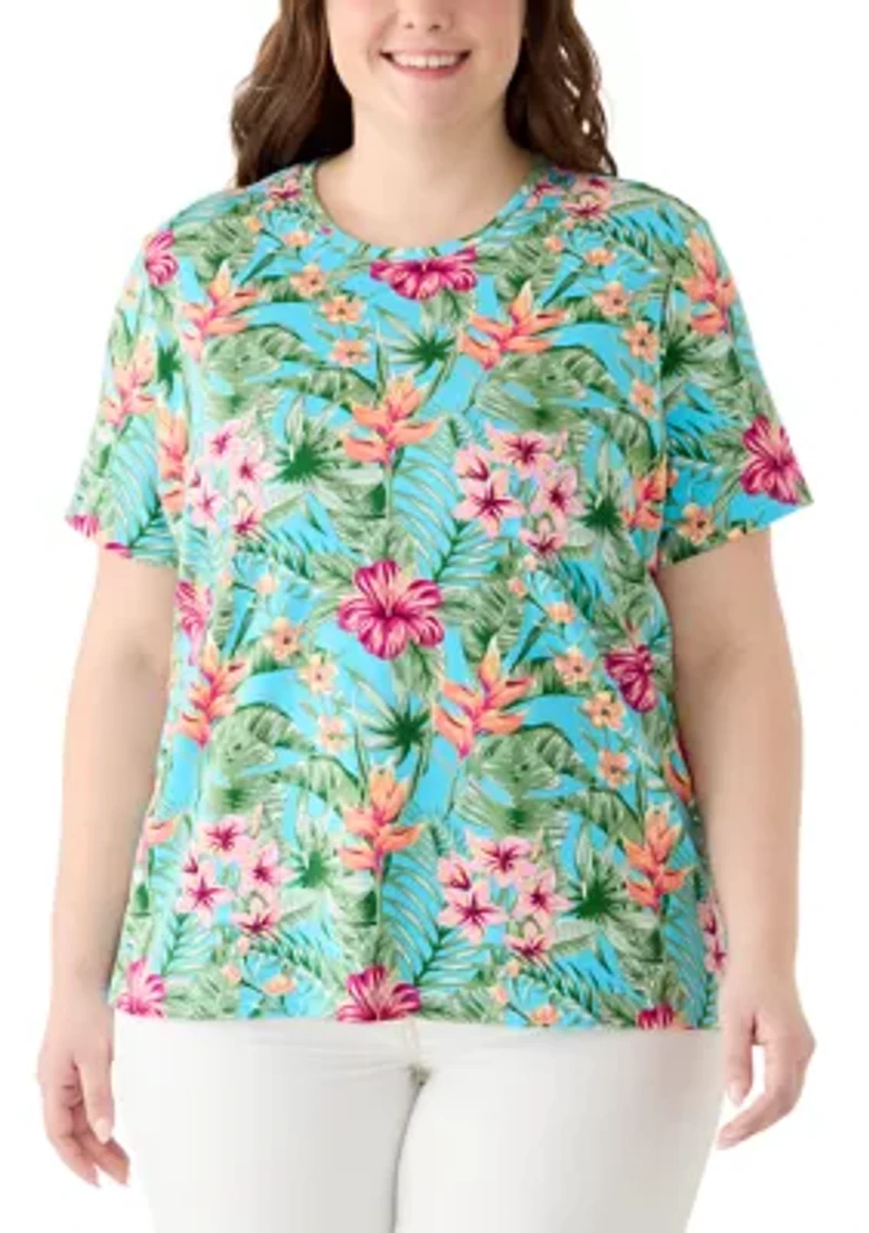 Plus Crew Neck Print Shirt