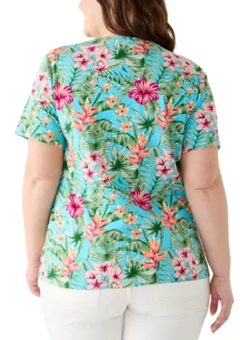 Plus Crew Neck Print Shirt