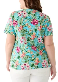Plus Crew Neck Print Shirt