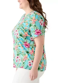 Plus Crew Neck Print Shirt