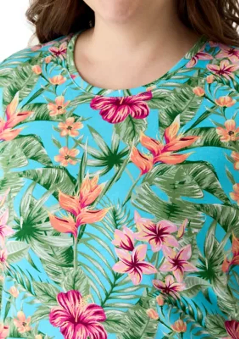 Plus Crew Neck Print Shirt