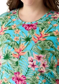 Plus Crew Neck Print Shirt