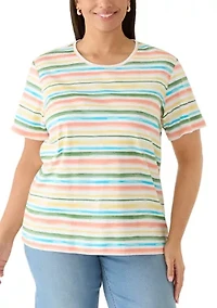 Plus Print Striped Shirt
