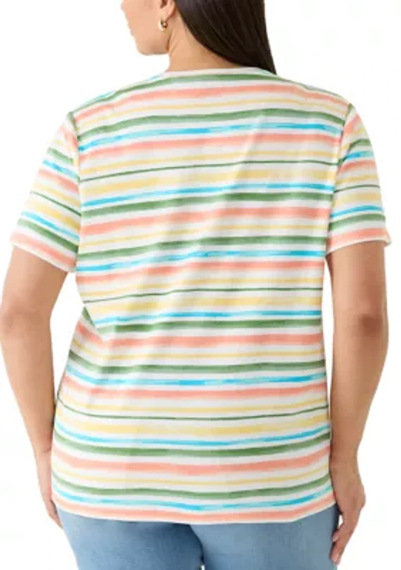 Plus Print Striped Shirt