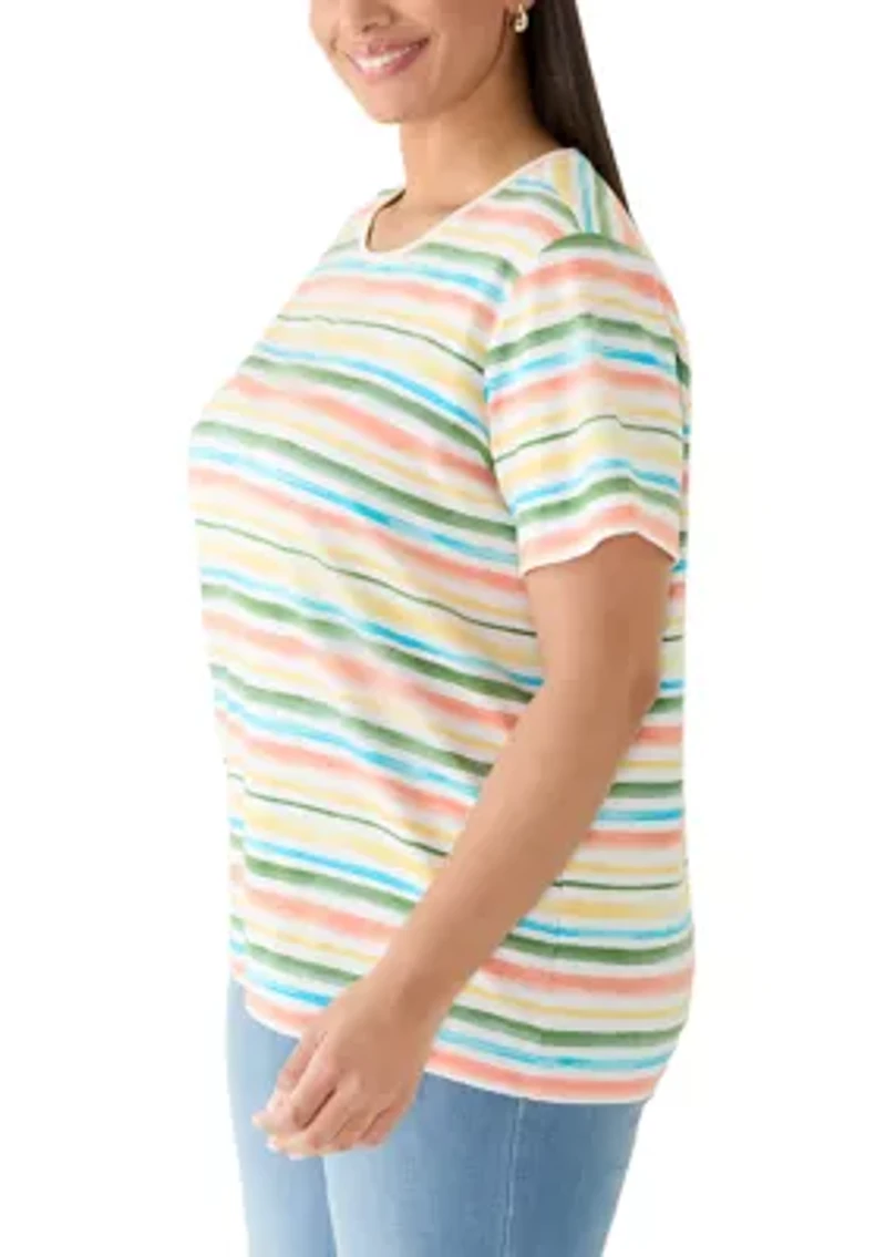 Plus Print Striped Shirt