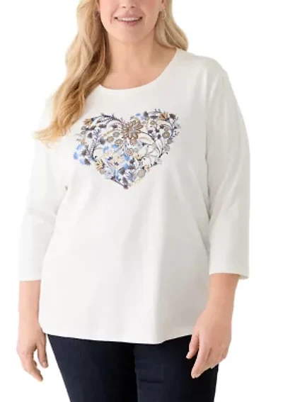 Plus 3/4 Sleeve Graphic Shirt