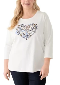 Plus 3/4 Sleeve Graphic Shirt