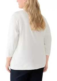 Plus 3/4 Sleeve Graphic Shirt