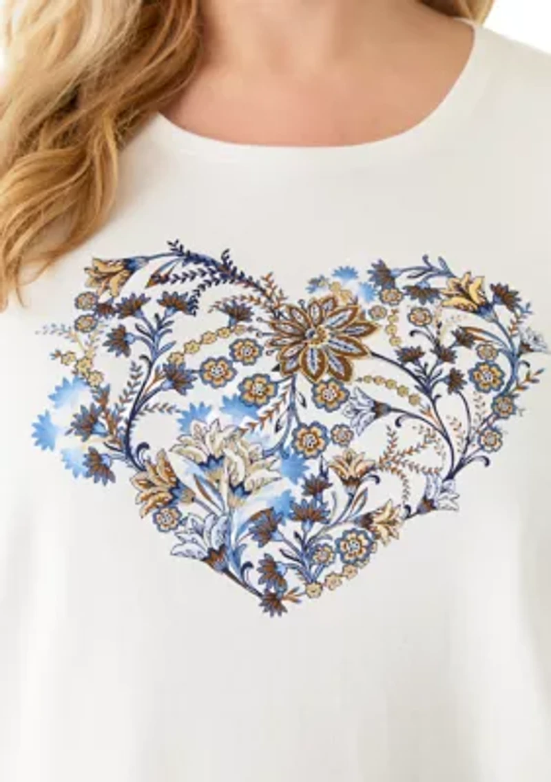 Plus 3/4 Sleeve Graphic Shirt