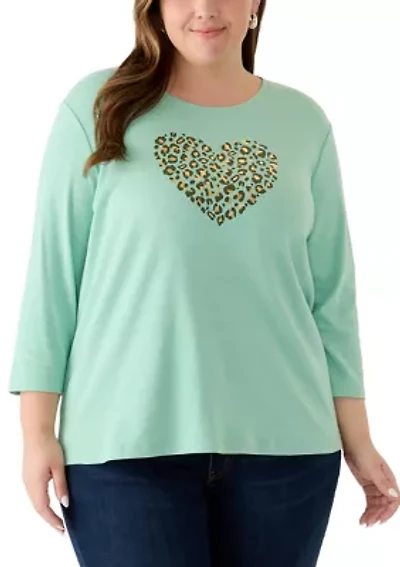 Plus 3/4 Sleeve Graphic Shirt