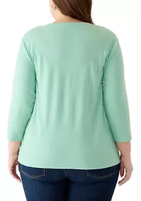 Plus 3/4 Sleeve Graphic Shirt