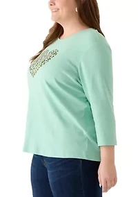 Plus 3/4 Sleeve Graphic Shirt