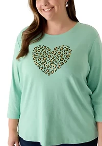 Plus 3/4 Sleeve Graphic Shirt