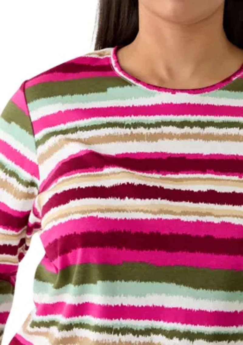 Plus 3/4 Print Striped Shirt