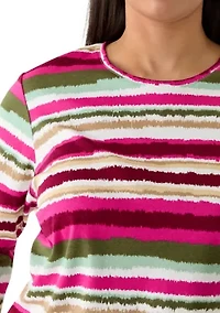 Plus 3/4 Print Striped Shirt