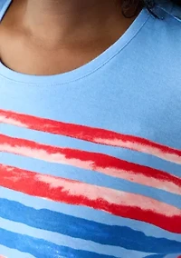Plus Three-Quarter Crew Neck Printed Top