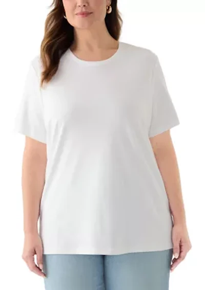Plus Short Sleeve Crew Neck Core Solid T-Shirt