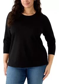 Plus 3/4 Sleeve Solid Shirt