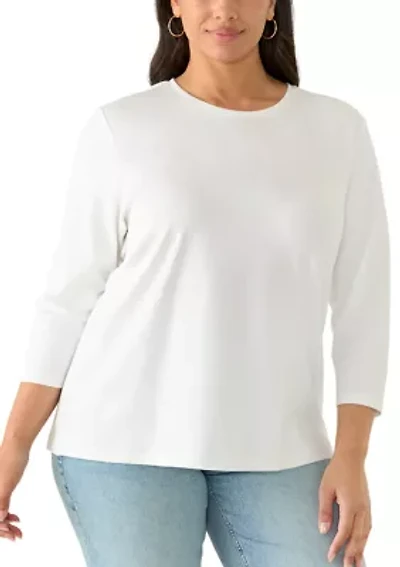 Plus 3/4 Sleeve Solid Shirt