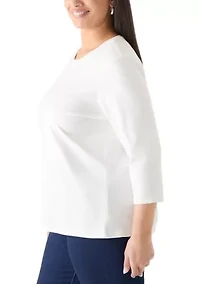 Plus 3/4 Sleeve Solid Shirt