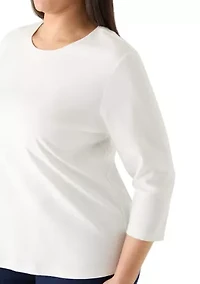 Plus 3/4 Sleeve Solid Shirt