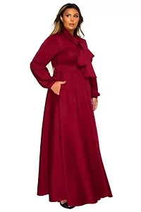 Plus Bella Donna Dress with Ribbon and Bishop Sleeves
