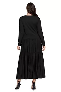Plus Tiered Maxi Dress with Long Sleeves