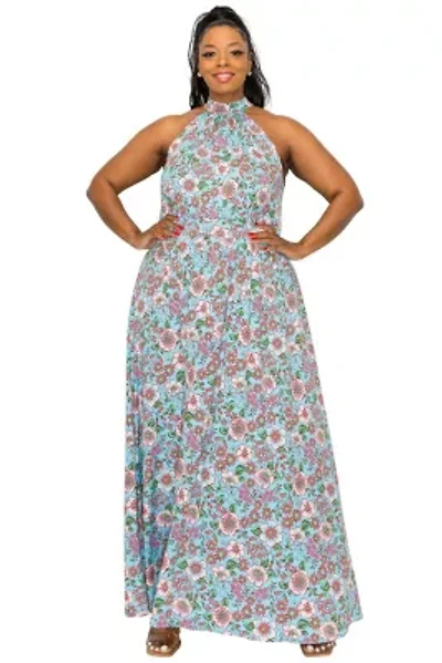 Plus Micaela Halter Neck Dress