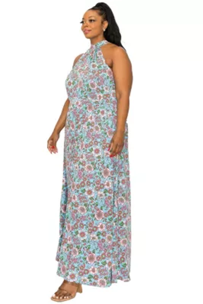 Plus Micaela Halter Neck Dress