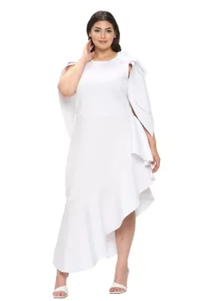 Plus Kaskade Ruffled Neoprene Dress