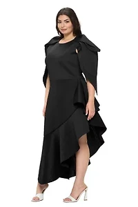 Plus Kaskade Ruffled Neoprene Dress