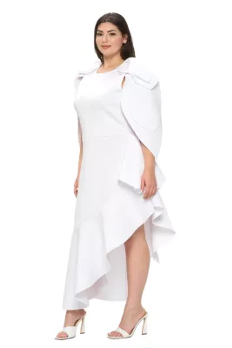 Plus Kaskade Ruffled Neoprene Dress