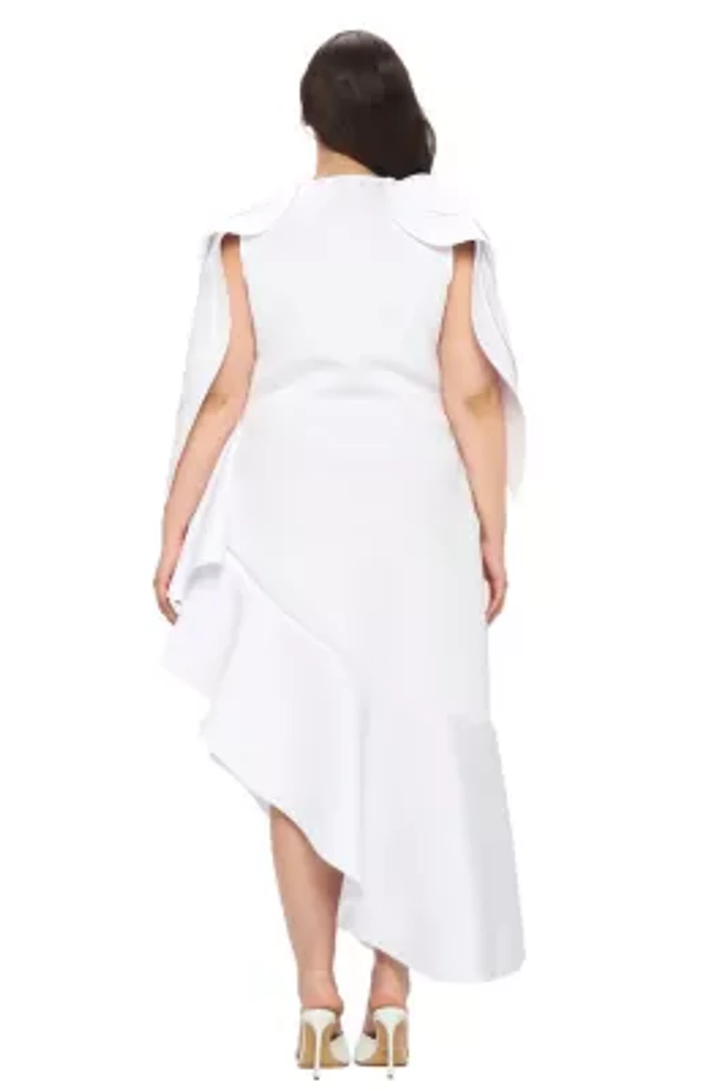 Plus Kaskade Ruffled Neoprene Dress