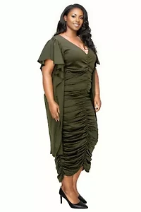 Plus Nadia Ruched V Neck Dress