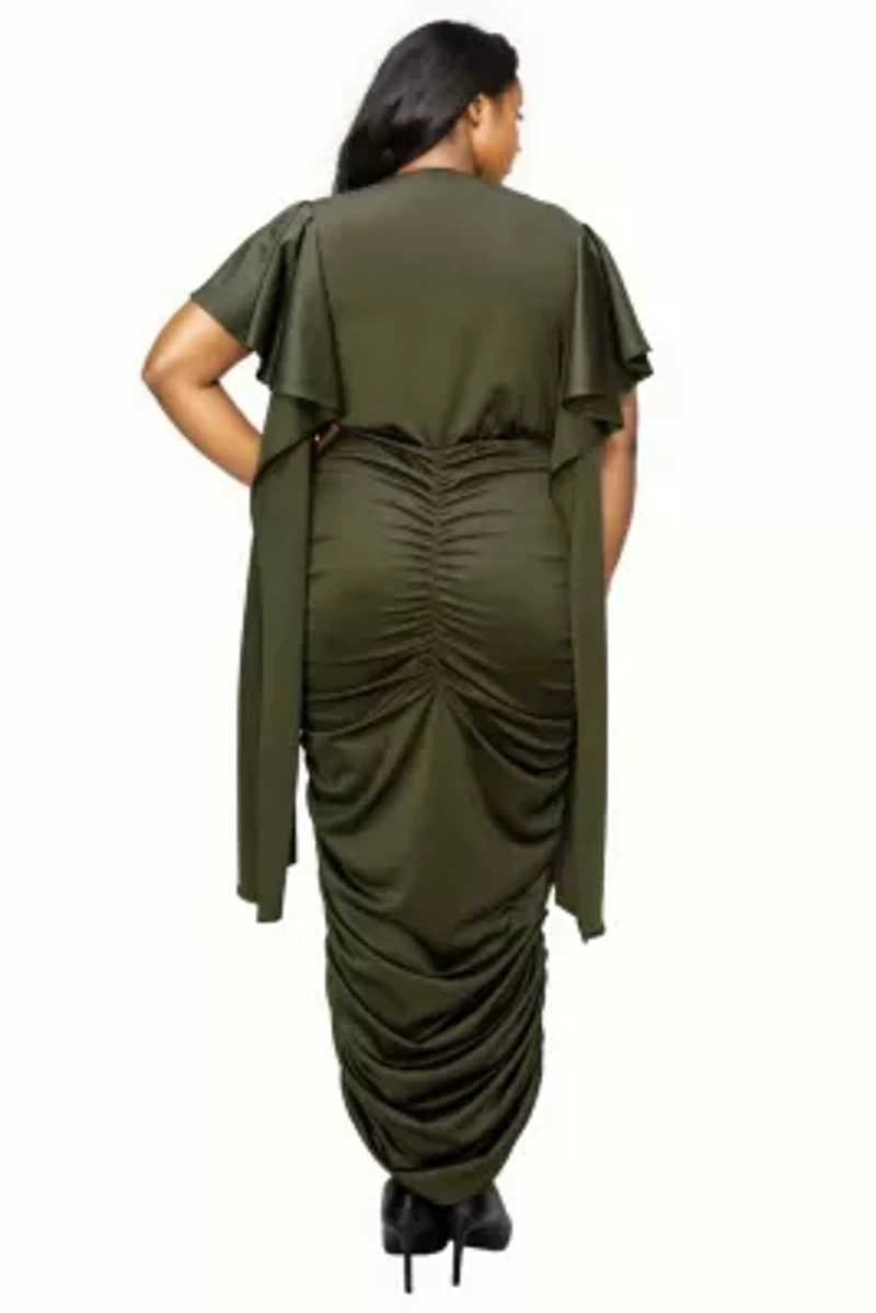 Plus Nadia Ruched V Neck Dress